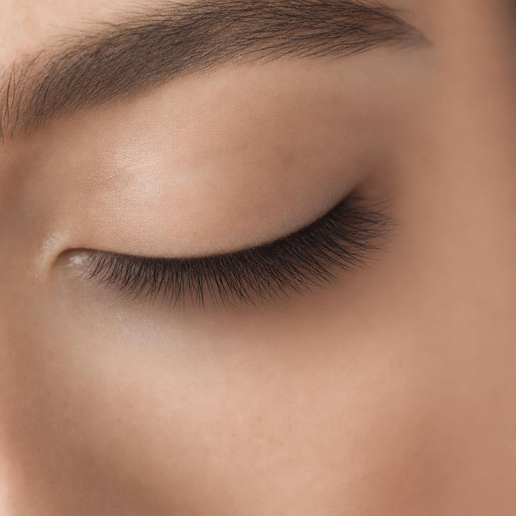 Nahaufnahme eines Auges mit Deep Onyx Wimperntönung