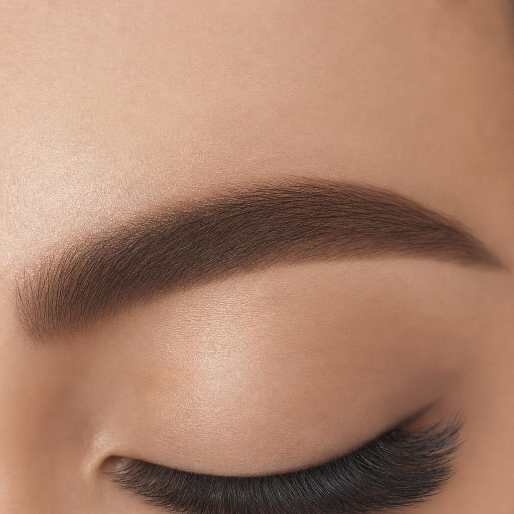 Nahaufnahme einer Augenbraue mit Hybrid-Stain und Shaping