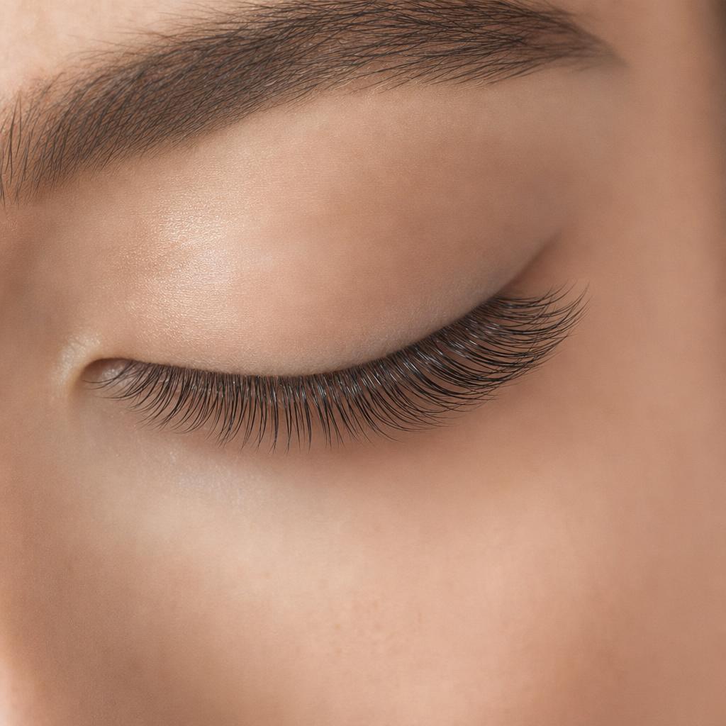 Nahaufnahme eines Auges mit Keratin-Wimpernlifting
